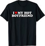 I Love My Hot Boyfriend Shirt I Heart My Hot Boyfriend T-Shirt (Black,XS)