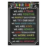 JUESMOS Classroom Rules Poster - Educational Posters for Classroom Decorations Motivational Posters Class Rules Posters for Elementary Middle School Kindergarten Back to School Teacher Supplies