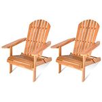 ORALNER Folding Adirondack Chairs Set of 2, Wooden Patio Chairs Outdoor Seating with Wide Slatted Backrest & Armrest, Lawn Chair for Patio Balcony Garden Deck Backyard Fire Pit