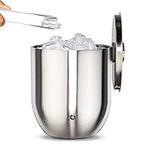 SNOWFOX Premium Vacuum Insulated Stainless Steel Ice Bucket with Lid/Tongs -Home Bar Accessories -Elegant Bartending Ice Buckets for Parties -Beautiful Outdoor Entertaining Supplies -3L