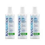 Luv Biotics Probiotic Mouthwash Alcohol & Fluoride Free with Xylitol for Fresh Breath, Healthy Gums & Oral Microbiome Support – 3 x 500ml