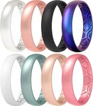 ThunderFit Women Breathable Air Grooves Silicone Wedding Ring Wedding Bands Anniversary Rings 4mm - 8 Rings Combination B (12.5-13 (22.2mm))