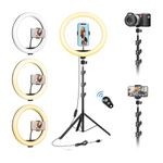Boltove 10-Inch LED Ring Light with Adjustable Stand– Perfect for Photography, Makeup, and Live Streaming Dimmable Brightness, Colour Temperature Control