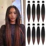 8 Packs/Lot EZ Braid 26 inch Professional Pre Stretched Braiding Hair Yaki Texture Braiding Hair for Crochet Hair Braids Long Free Synthetic Fiber Hair Extensions (#T1B/30)