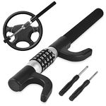 Steering Wheel Lock, 5-Digit Combination Password Car Steering Wheel Lock Anti-Theft Device, Retractable Double Hook Keyless Heavy Duty Car Lock, Universal for Cars, SUVs, Trucks, Vans(Black)