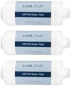 LUXE Bidet 4-in-1 Filtration Water Filter (3-Pack), with PP Cotton, Ion Filtration, and Calcium Salts for Chlorine Removal, with 1/2” Ends Designed to fit NEO Bidets