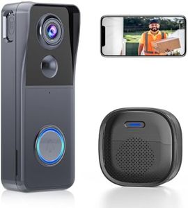 Wireless Video Doorbell Camera with Chime 2K HD Smart Video WiFi Door Bells with Camera PIR Motion Detection Night Vision 2-Way Audio Battery Powered Work with Alexa Support SD Card & Cloud Storage