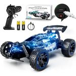 Tecnock RC Cars, Remote Control Car for Boys and Girls, 1:18 Scale RC Car, 2.4GHz 2WD All-Terrain RC Truck, Rechargeable Battery for 50-Min Play, Gift for Kids (Blue, Glow)