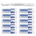 10 Pcs Scalpel Blades # 21 with Scalpel Handle No.4 Suitable for Surgical, Sign, Craft, Card Making Cutter, Podiatry, Dental