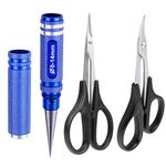 HobbyPark 3-Pack RC Body Reamer Hole Puncher and Curved Scissors & Straight Scissors Trimming Tools Set for RC Car Body Shell Lexan Plastic