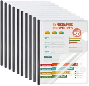 50 Pack Report Covers with Sliding Bar - Clear Plastic Presentation Folders for A4 & Letter Size Paper, 70 Sheet Capacity File Document Binder for School, Office, Resume & Business Use