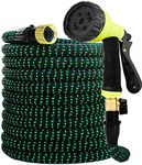 Garden Hose Expandable Hose - Heavy Duty Flexible Leakproof Hose-10-Pattern High-Pressure Water Spray Nozzle & Bag & Plastic Holder.No Kink Tangle-Free Pocket Water Hose