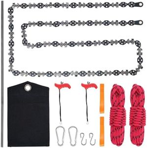 53 Inch Rope Saw High Reach Tree Limb Hand Rope Saw Chains with 68 Teeth & Folding Ropes Chain Saws for Tree Trimming Pocket Chainsaw Gardening Camping Cutting Tool