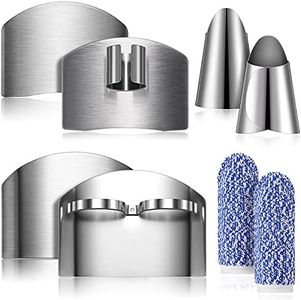 8 Pieces Finger Guard Set for Cutting Knife Guard Finger Cot Stainless Steel Cutting Protector Adjustable Safe Thumb Guard Finger Protector for Cutting Food to Avoid Hurting When Slicing and Chopping