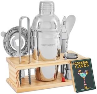 Mixology Bartender Kit with Stand | Bar Set Cocktail Shaker Set for Drink Mixing - Bar Tools: Martini Shaker, Jigger, Strainer, Bar Mixer Spoon, Tongs, Bottle Opener | Best Bartender Kit for Beginners