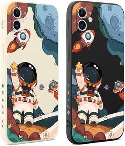 Coiwxmoi 2 Piezas Funda para iPhone 11 6,1", Ultrafina Delgado Suave TPU Silicona Carcasa con Dibujos Astronauta para Mujer Niñas, Antigolpes Anti-arañazos Bumper Protectora Caso para iPhone 11