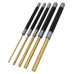 Performance Tool W759 Brass Roll Pin Punch Set to Remove Pins with Knurled Steel Handles for Good Grip, 8-Inches, 5-pc