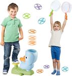 KUTHSIC Indoor Outdoor Toys for Kids,Outside Launch Flying Saucer with 8 flying Saucers 2 Net Pockets Sports Toys for 4 5 6 7 8 9 10 11 12 Year Old Boys Gift for Birthday Christmas New Year(Blue)