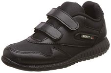 Liberty Force10 9906-90VGN Kids Velcro School Shoes with PVC Upper | EVA Sole | Comfortable & Lightweight | Quick-Wear Elastic Laces | Stylish & Modern (8 UK - Black)