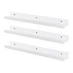 Harbour Housewares 3x White 57cm Floating Picture Ledge Wall Shelf Gallery Bookshelf Storage Shelves Set Easy To Install Office, Bedroom, Living Room, Storage Mounted Shelves