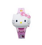 EBR Silicone Pink Hello Kitty Digital Glowing Watch For Girls, Band Color:Multicolor, Dial_Red