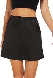 MANCYFIT Womens Half Slip for Under Dresses Satin Slip Skirt Mini Underskirt Black Small