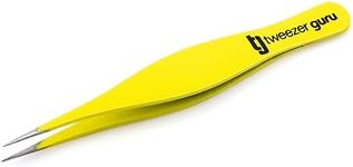 Tweezer Guru Pointed Tweezers - Sharp Precision Needle Nose Tip, Best Tweezers for Eyebrows and Ingrown Hair, Surgical Pointed for Blackheads & Splinters (Yellow)