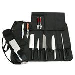 QEES Chefs Knife Roll Bag with 17 Compartments, Holding Knives, Spoons and Forks, Waterproof Knife Storage Case, Kitchen Tool Roll Bag DD14 (Black)