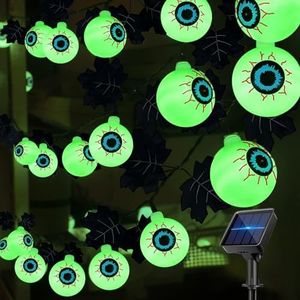 TZEKING Decoraciones de Halloween al Aire Libre,6.5M 30 LED de Globo Ocular Aterrador,Luces Solares de Camino de Globo Ocular,Luz solar impermeable,Luces de Decoración de Halloween Adecuado