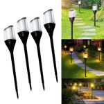 Homehop Solar Light Outdoor Flame Flickering Fire Mashaal Dancing Waterproof Pathway Decorative Lamp for Garden, Lawn, Patio, Landscape and Yard (ABS, Pack of 4)