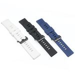 SING F LTD 3PCS Silicone Straps Compatible with AGPTEK LW11 Smartwatch Replacement Watch Bands Quick Release Wristbands Black & Dark Blue & White