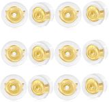 Gold Earring Backs for Droopy Ears, 14Pcs 18K Gold Rubber Earring Backings for Studs Heavy Earrings, Clear Silicone Earring Backers Pierced Replacement Backer,Gold