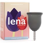 Lena Menstrual Cup - Reusable, Soft Silicone, Light & Heavy Flow, Beginner Use - Ideal Alternative to Tampons, Pads, Period Underwear - Period Solution - Super Capacity - Gray