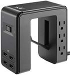 APC Desk Mount Power Station PE6U4, U-Shaped Surge Protector with USB Ports (4), Desk Clamp, 6 Outlet, 1080 Joules Black