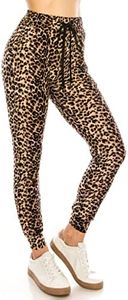 ALWAYS Women Drawstrings Jogger Sweatpants - Super Light Skinny Animal Print Leopard Soft Pockets Pants US S (Tag S/M), 377 Leopard, Small