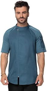 Chef Works Men's Varkala Chef Coat, Teal, Medium