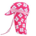 MK MATT KEELY Toddler Sun Hat Boys Girls Summer Neck Protection Legionnaires Hat with Adjustable Chin Straps for Age 1-10 Years Kids,Rose Red Flower