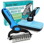 Maxpower Planet Dog Rake and Dog Hair Brush - Gently Removes Loose Undercoat, Mats and Tangled - Deshedding Grooming Tool for Dogs & Cats - Self Cleaning Slicker Brush - All Hair Types