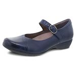 dansko Women's Fawna Mary Jane Flat, Navy Burnished Calf, 39 M EU (8.5-9 US)