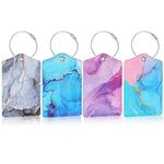 HCSSZ Luggage Tags, Flexible Silicone Travel Tags, ID Labels Set, Name Tags for Suitcases Baggage Bags Backpacks Personalized Card Holder for Quickly Identify (4pcs Marble Design)