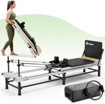 PAETA Pilates Reformer, 91" Foldable Reformer Pilates Machine with Adjustable Reformer Heights, Pilates Equipment with Piano Wire Spings and Jump Boards(Black Reformer with Box