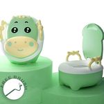 BABYHOP Portable Potty Set with Removable Bowl, Cushioned Seat, Free Cleaning Brush, Secure Grip Handles for Baby Boy Girl – Moo Ptty Seat (Green)