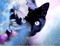 YEESAM ART Paint by Numbers for Adults Beginners Black Cat in The Flowers 16x20 inch Linen Canvas Acrylic DIY Number Painting Kits Wall Art Decor Gifts