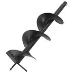 vidaXL Auger Drill Bit 200mm - Steel Construction Drilling Tool for Garden Planting, Road Works, Fence Post Installation, Durable with 20mm Shank