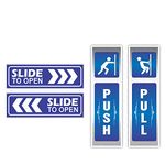 Anne Print Solutions® Slide to Open Stickers and Push Pull Stickers for Glass Door Self Adhesive Vinyl Combo Pack of 8 Pcs for Gate | Door Size 2 Inch X 7 Inch* Each