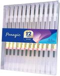 Penagic - Gel Pens 12 Count, Black Ink, Ball Point Pens Fine Point, 0.5 mm Ink Pen, Note Taking Pens for Japanese Korean Office School Stationery Supplies (Black, 12-Count)