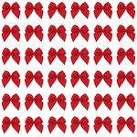 200pcs Mini Satin Ribbon Bows Flowers Red Craft Satin Ribbon Bows 1 Inch Pre-Tied Ribbon Satin Bows Small Christmas Satin Ribbon Bows for DIY Crafts Gift Wedding Party Sewing Scrapbooking(Red)