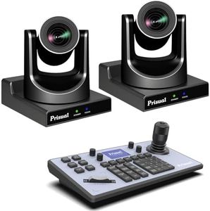Prisual NDI PTZ Camera AI Auto Tracking 20X Optical Zoom PTZ Bundle Camera for Church Worship PoE PTZ Camera Controller Keyboard TEN202