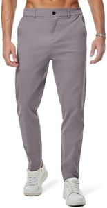 JMIERR Men's Stretch Chino Pants Business Casual Stretch Waist Slim Fit Golf Pants Tapered Cotton Twill Trousers Dress Pants with Pockets, M, Light Grey