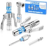 Grease Gun Coupler Kit: 2 Dual Lever Tips, 90° Adapter & 2 Needle Tips
